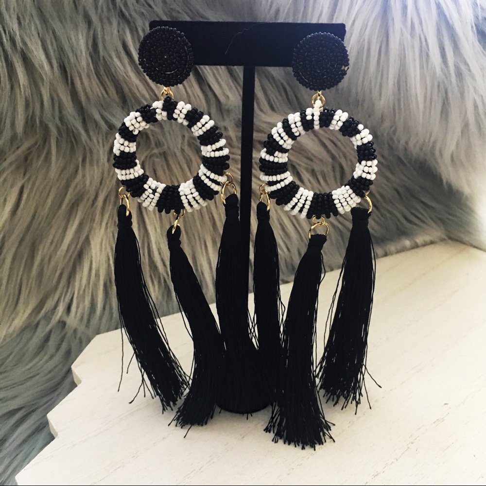 TRINA TURK x INC Beaded Tassel Earrings - Picture 2 of 3